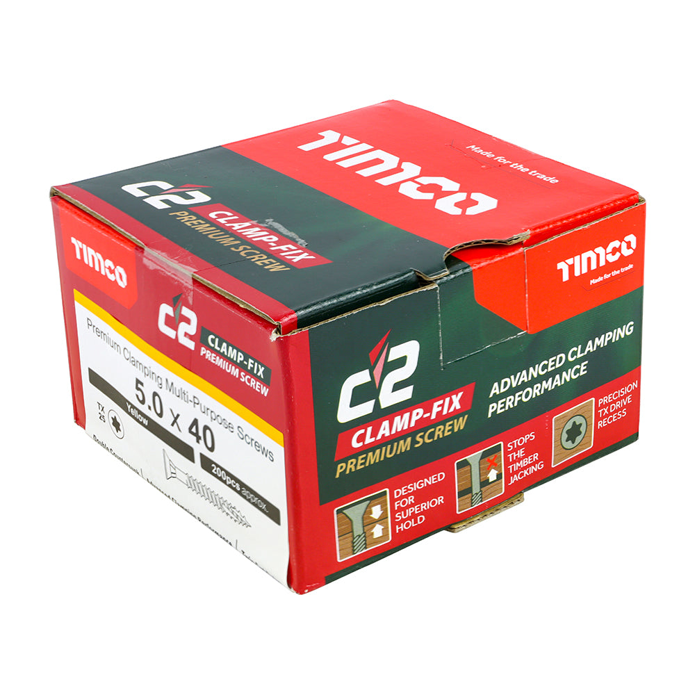 TIMCO C2 Clamp-Fix Multi-Purpose Premium Countersunk Gold Woodscrews - 5.0 x 40 - Image