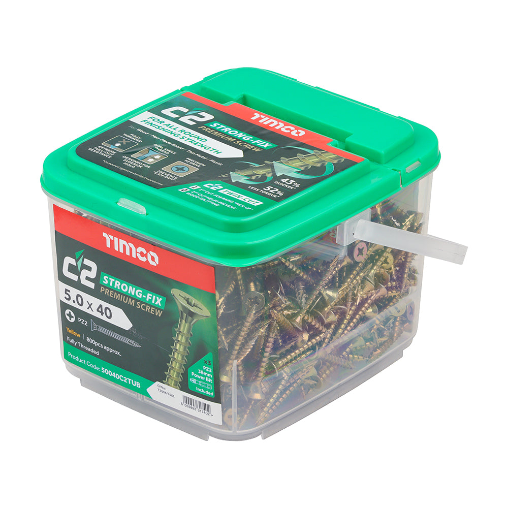 TIMCO C2 Strong-Fix Multi-Purpose Premium Countersunk Gold Woodscrews - 5.0 x 40 - Image