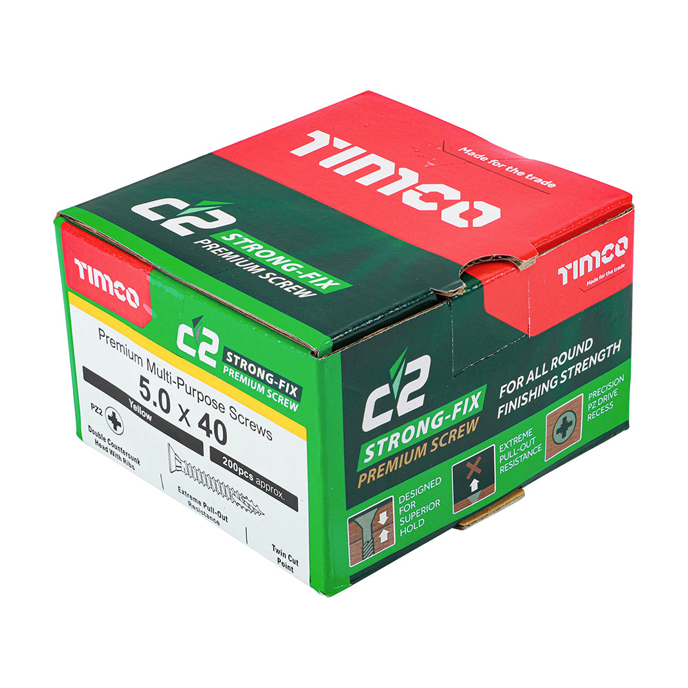 TIMCO C2 Strong-Fix Multi-Purpose Premium Countersunk Gold Woodscrews - 5.0 x 40 - Image