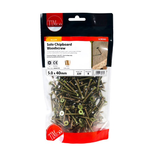TIMCO Solo Countersunk Gold Woodscrews - 5.0 x 40 - Image