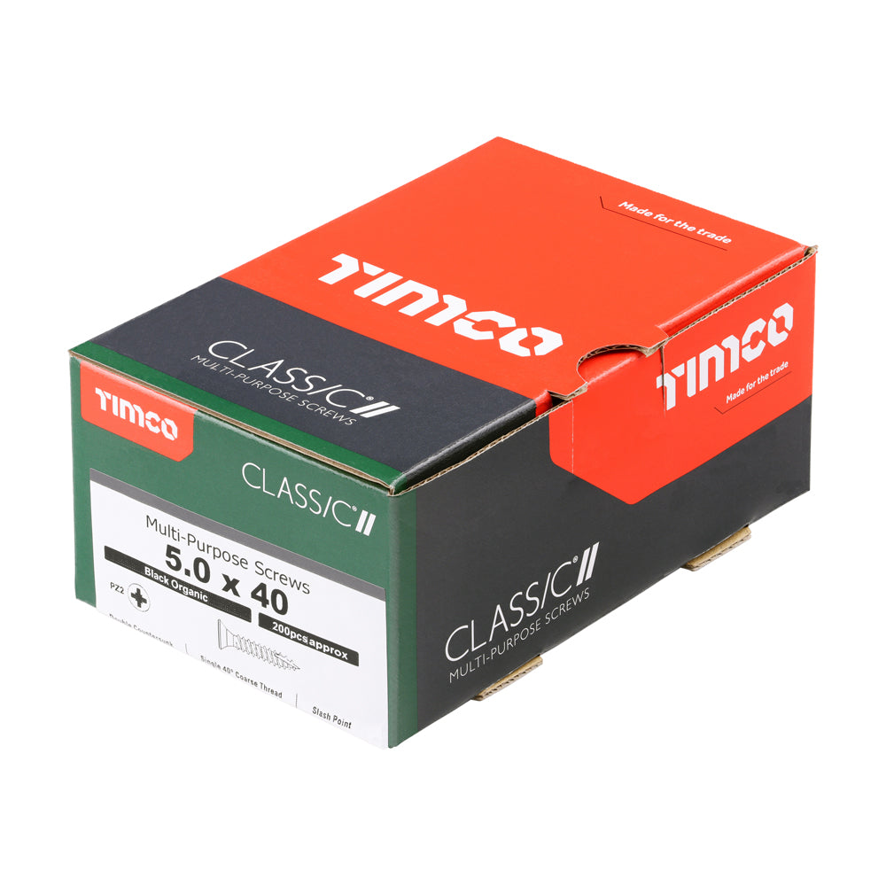 TIMCO Classic Multi-Purpose Countersunk Black Woodscrews - 5.0 x 40 - Image