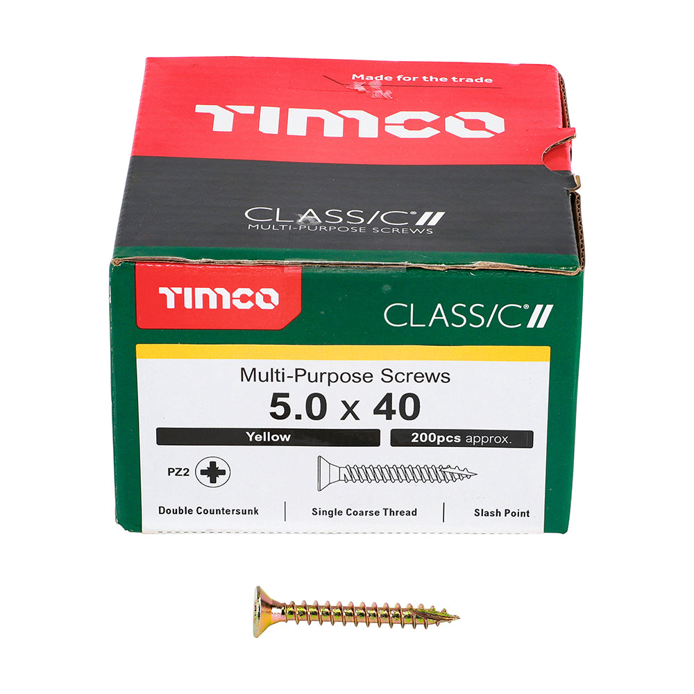 TIMCO Classic Multi-Purpose Countersunk Gold Woodscrews - 5.0 x 40 - Image