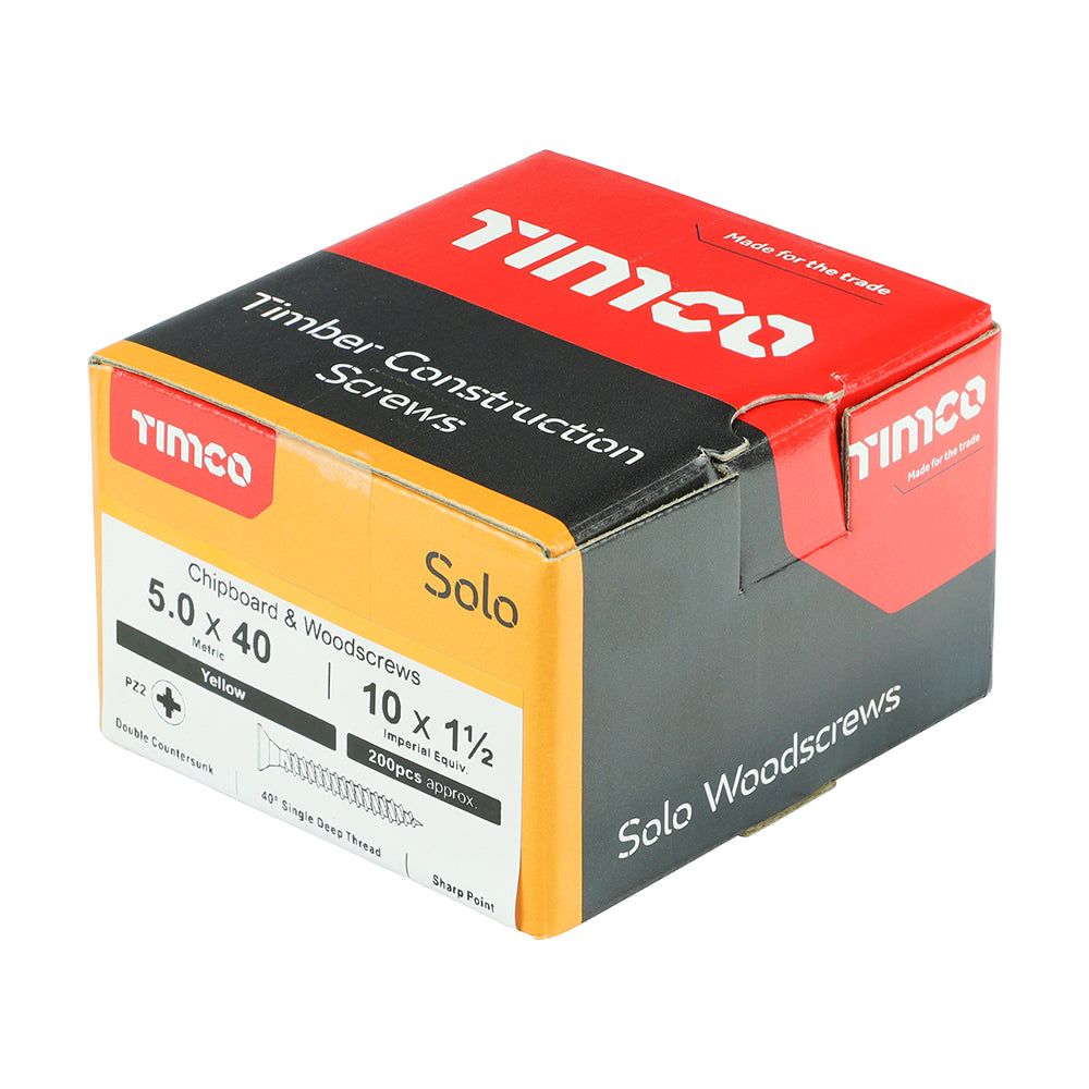 TIMCO Solo Countersunk Gold Woodscrews - 5.0 x 40 - Image