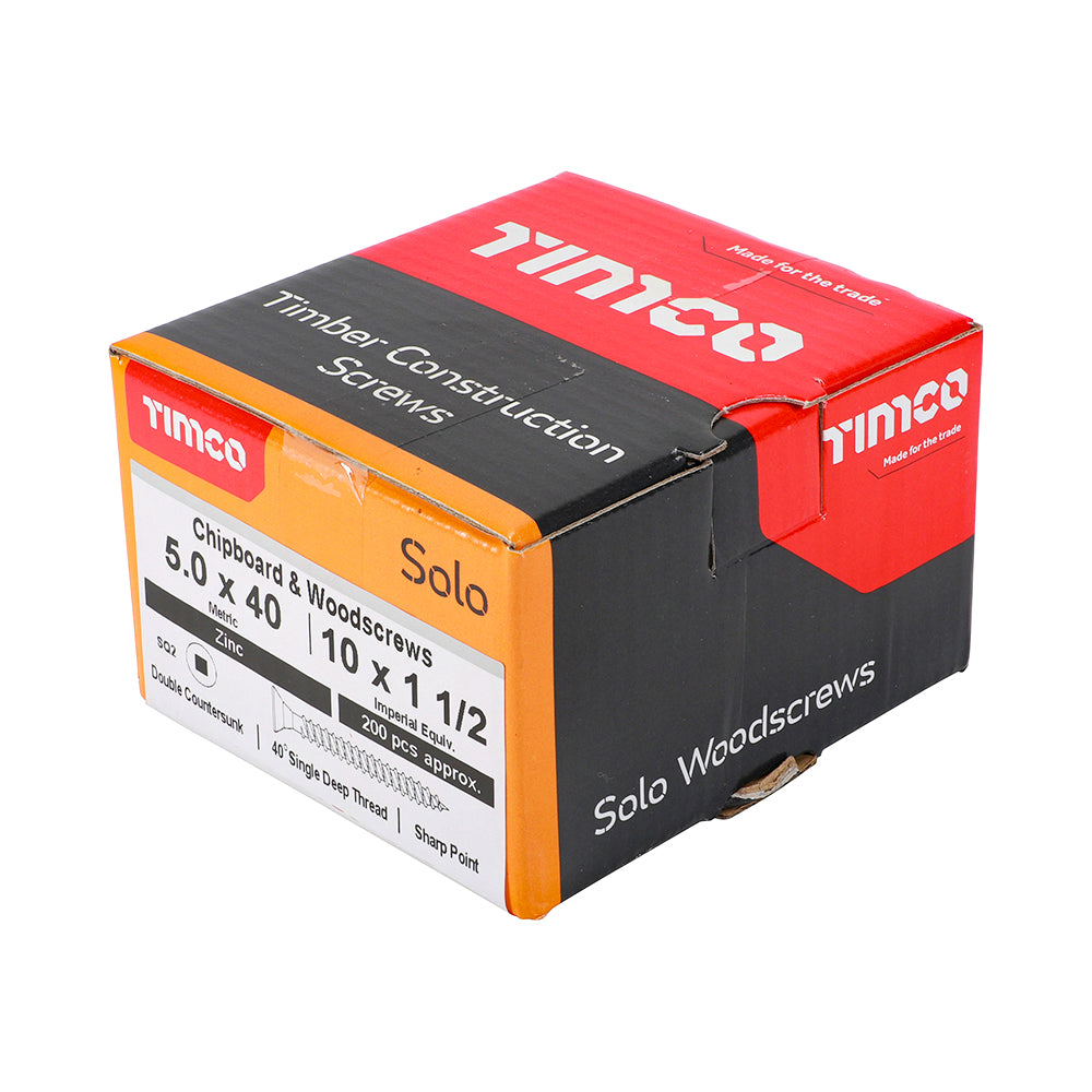 TIMCO Solo Countersunk Silver Woodscrews - 5.0 x 40 - Image