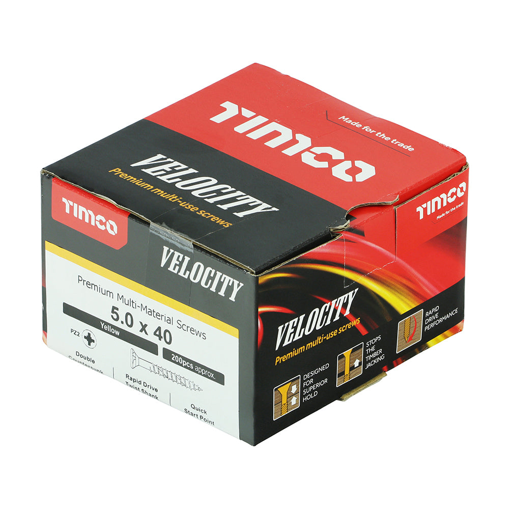 TIMCO Velocity Premium Multi-Use Countersunk Gold Woodscrews - 5.0 x 40 - Image