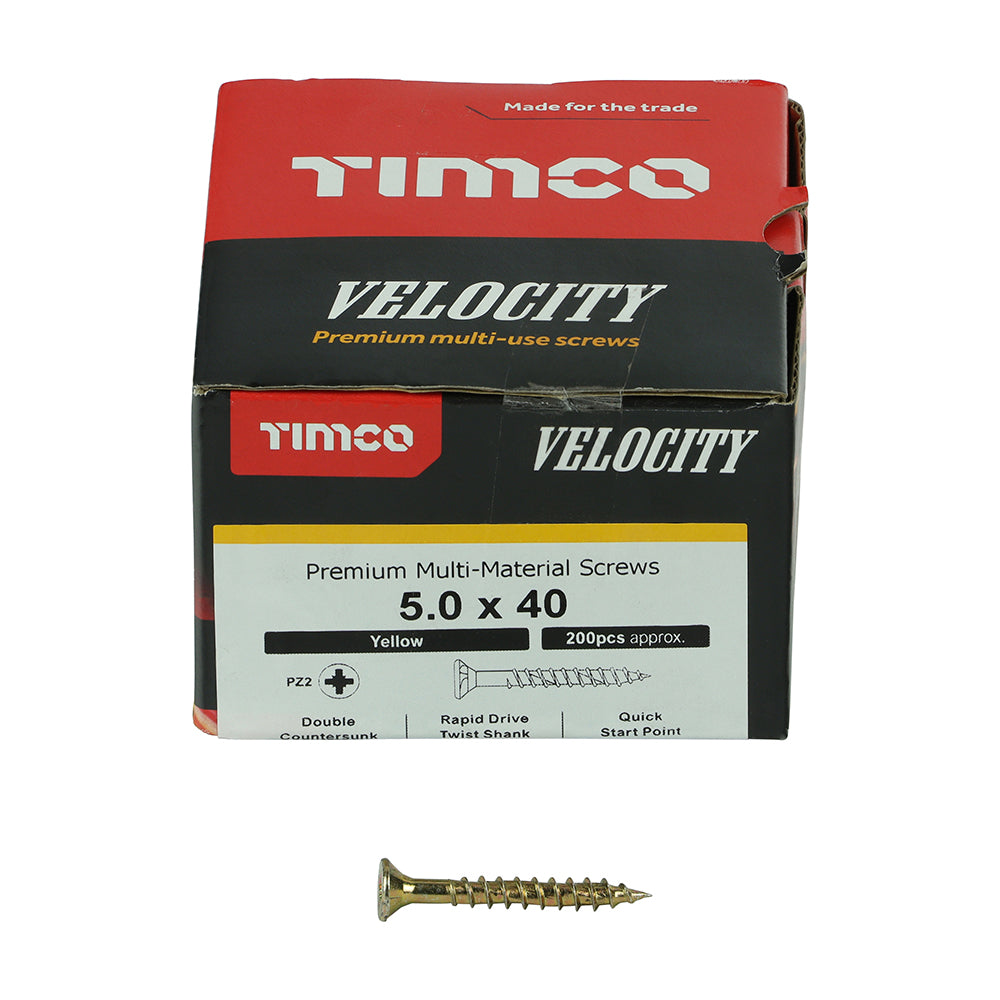 TIMCO Velocity Premium Multi-Use Countersunk Gold Woodscrews - 5.0 x 40 - Image