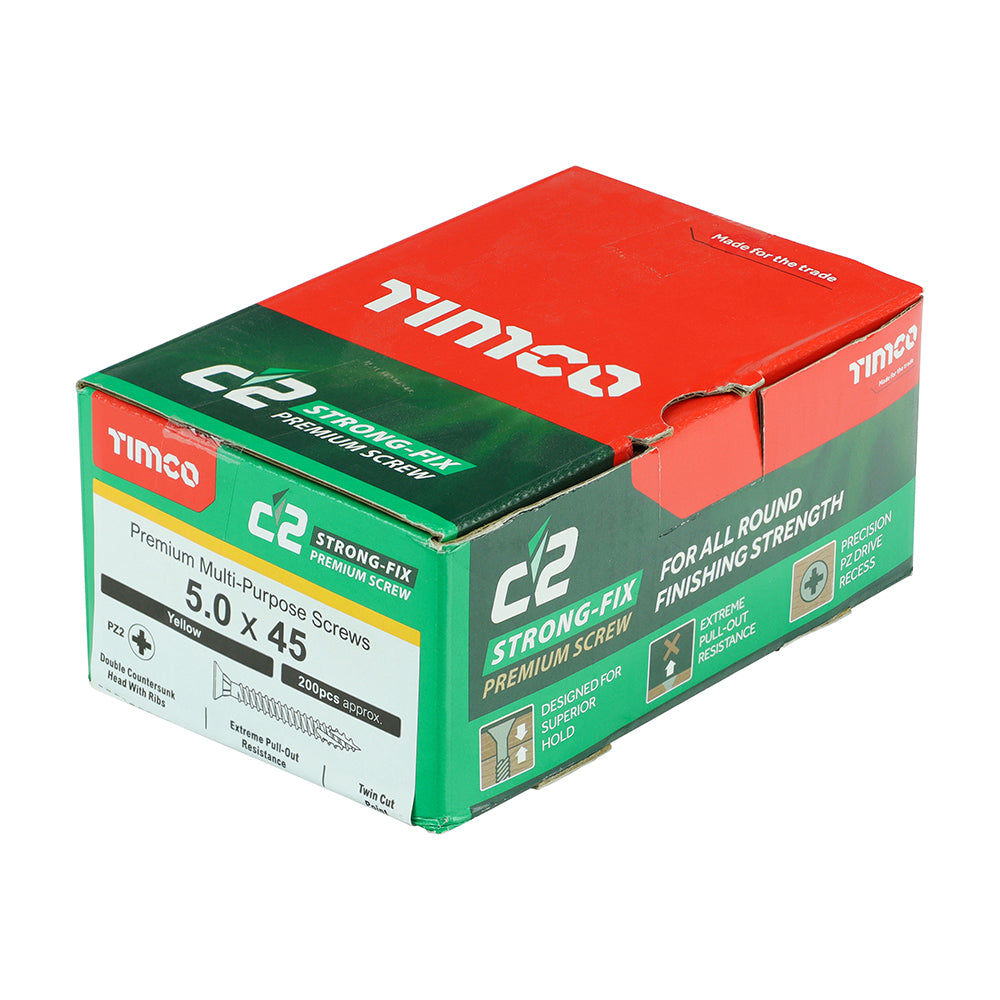 TIMCO C2 Strong-Fix Multi-Purpose Premium Countersunk Gold Woodscrews - 5.0 x 45 - Image