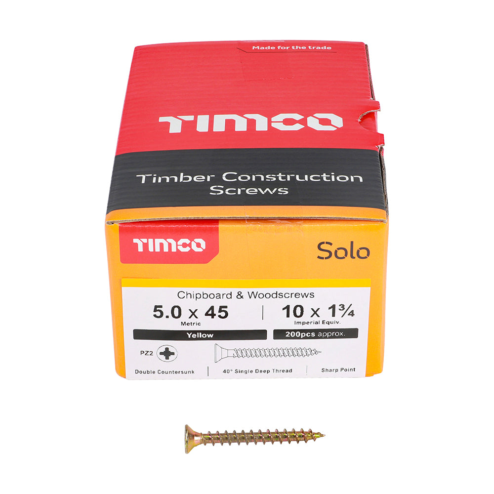TIMCO Solo Countersunk Gold Woodscrews - 5.0 x 45 - Image