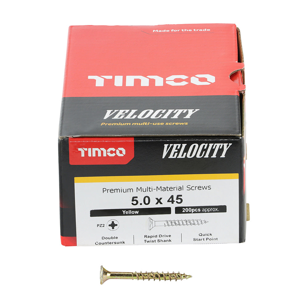 TIMCO Velocity Premium Multi-Use Countersunk Gold Woodscrews - 5.0 x 45 - Image