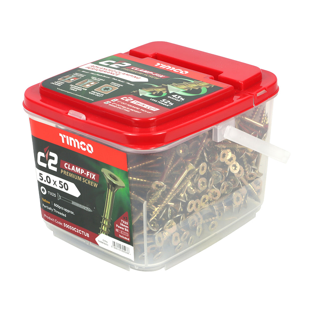 TIMCO C2 Clamp-Fix Multi-Purpose Premium Countersunk Gold Woodscrews - 5.0 x 50 - Image
