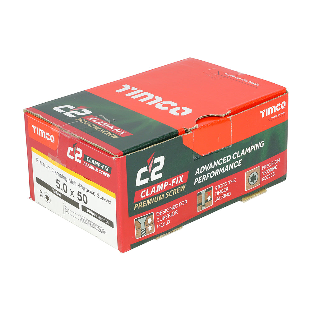 TIMCO C2 Clamp-Fix Multi-Purpose Premium Countersunk Gold Woodscrews - 5.0 x 50 - Image