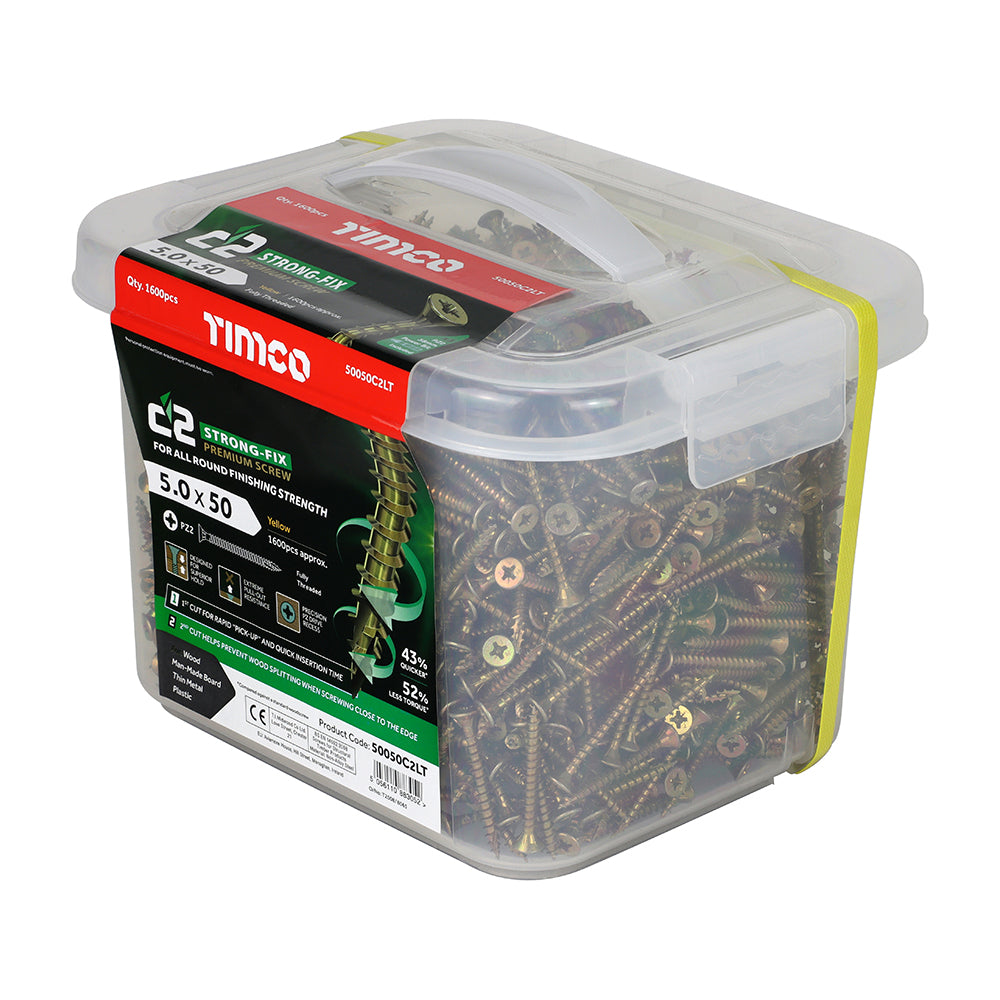 TIMCO C2 Strong-Fix Multi-Purpose Premium Countersunk Gold Woodscrews - 5.0 x 50 - Image