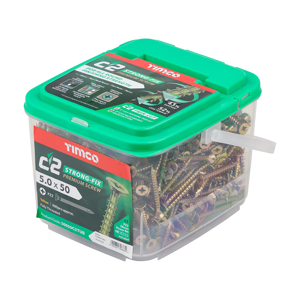 TIMCO C2 Strong-Fix Multi-Purpose Premium Countersunk Gold Woodscrews - 5.0 x 50 - Image