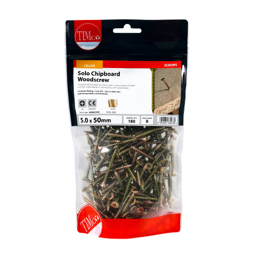 TIMCO Solo Countersunk Gold Woodscrews - 5.0 x 50 - Image