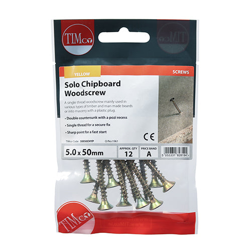 TIMCO Solo Countersunk Gold Woodscrews - 5.0 x 50 - Image