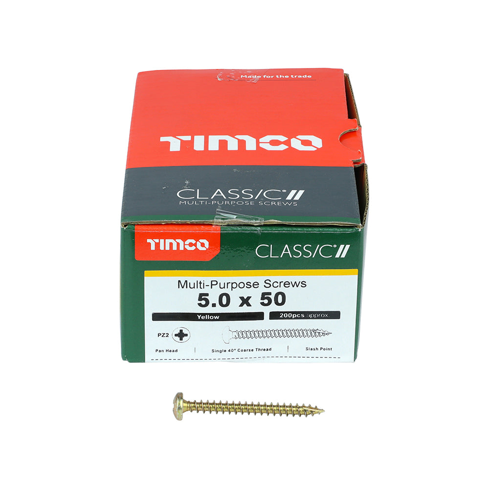TIMCO Classic Multi-Purpose Pan Head Gold Woodscrews - 5.0 x 50 - Image