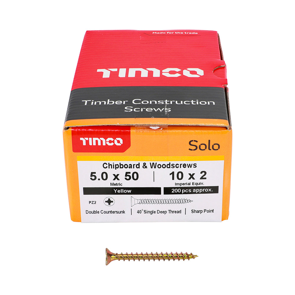 TIMCO Solo Countersunk Gold Woodscrews - 5.0 x 50 - Image