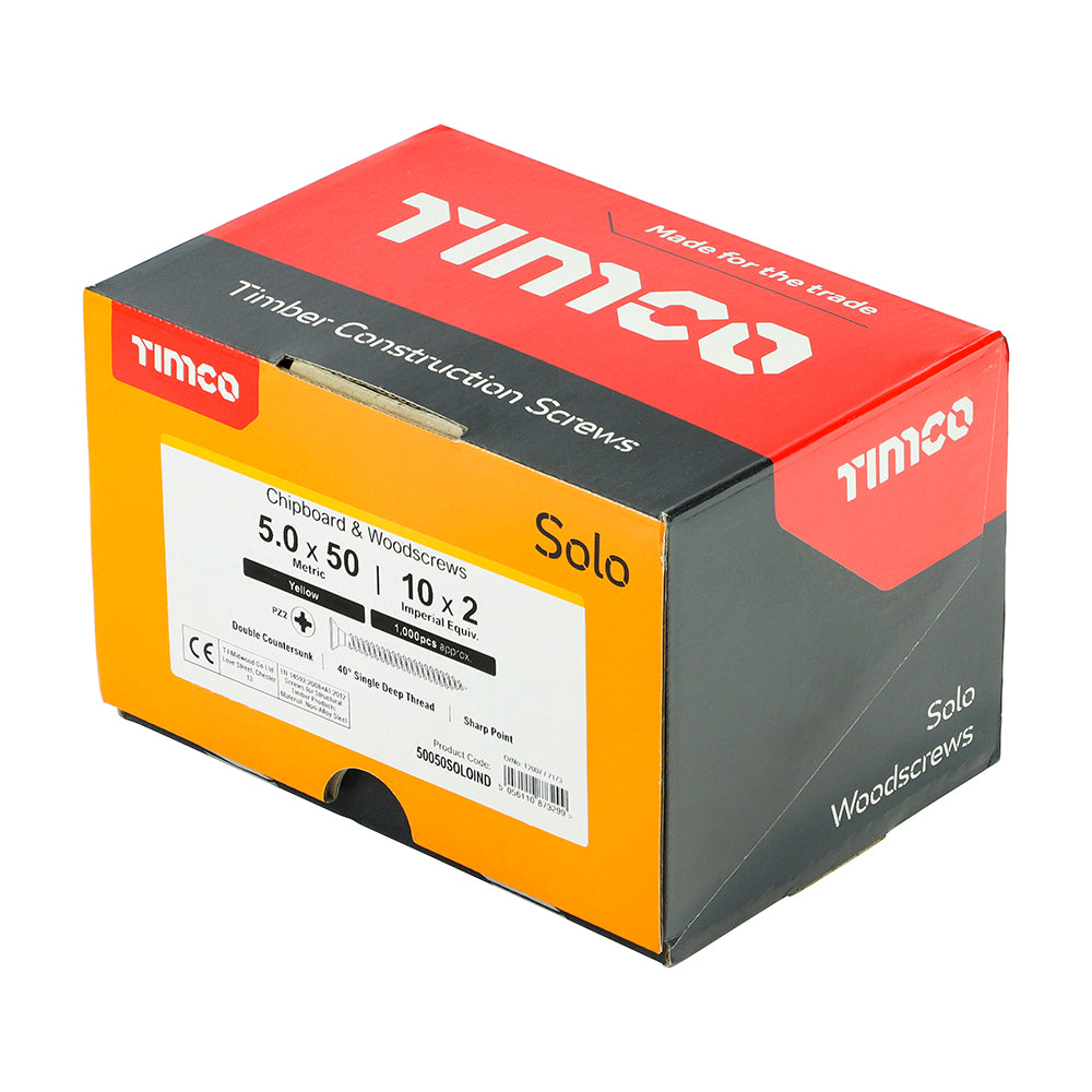 TIMCO Solo Countersunk Gold Woodscrews - 5.0 x 50 - Image