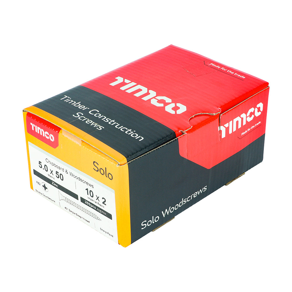 TIMCO Solo Countersunk Silver Woodscrews - 5.0 x 50 - Image