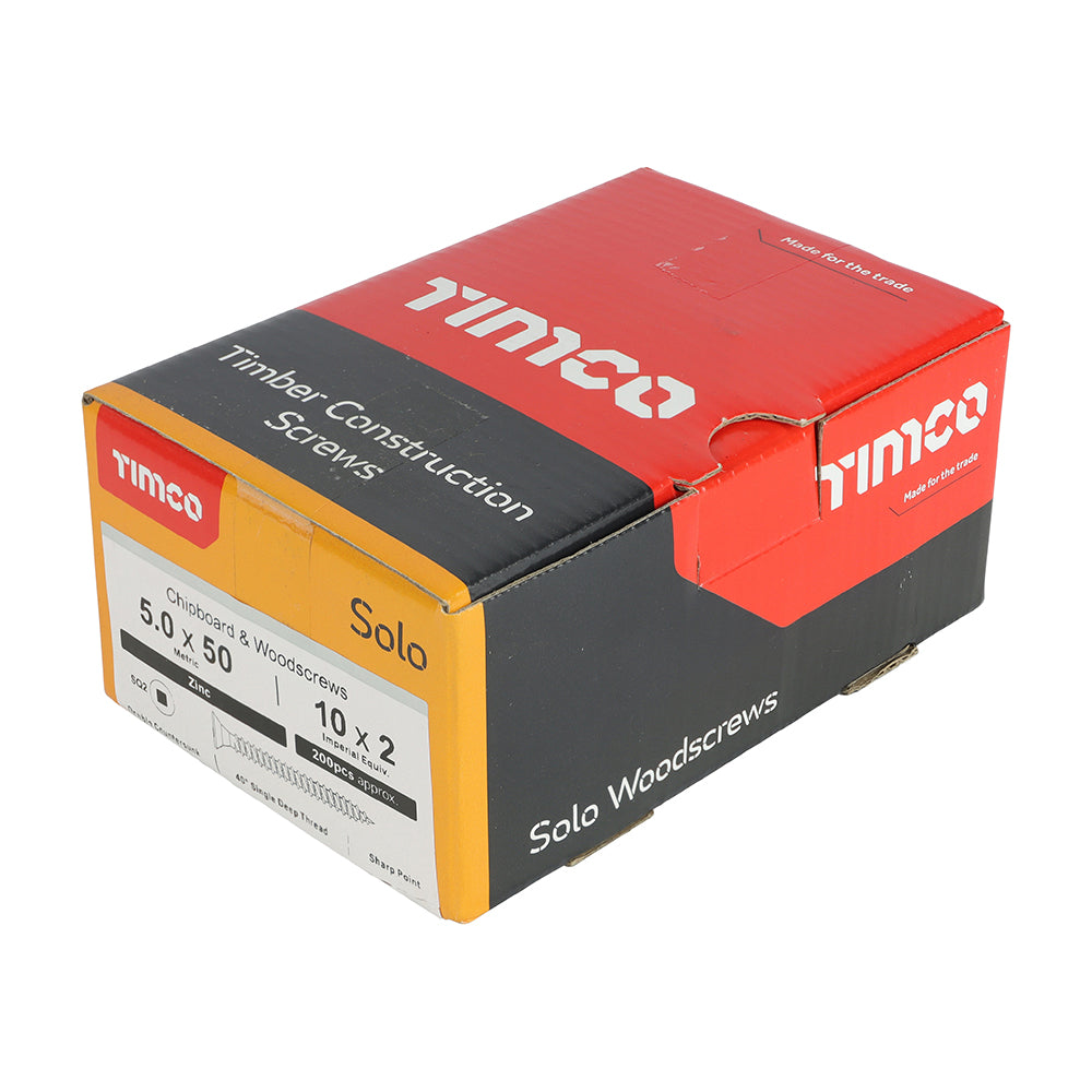 TIMCO Solo Countersunk Silver Woodscrews - 5.0 x 50 - Image