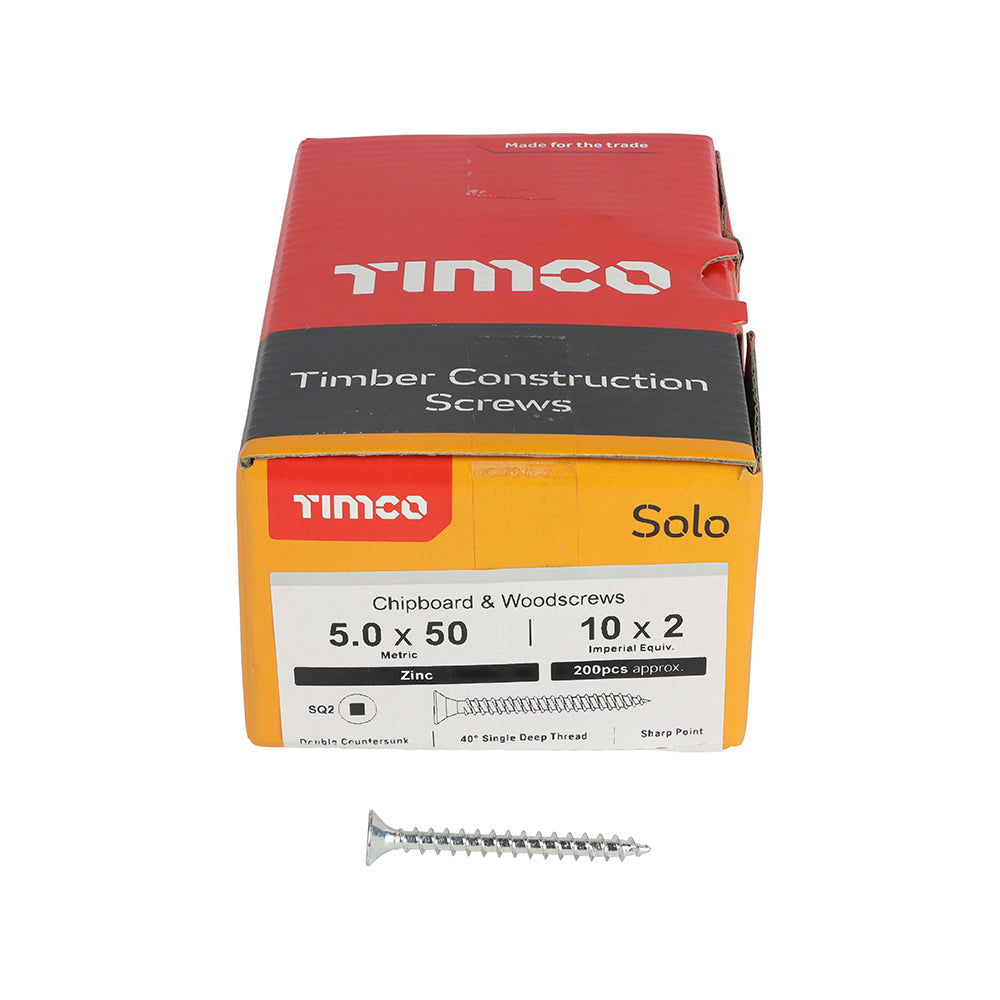 TIMCO Solo Countersunk Silver Woodscrews - 5.0 x 50 - Image