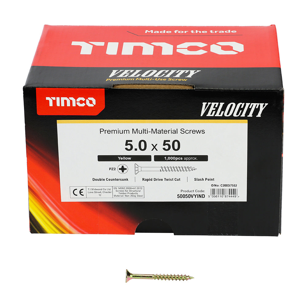 TIMCO Velocity Premium Multi-Use Countersunk Gold Woodscrews - 5.0 x 50 - Image