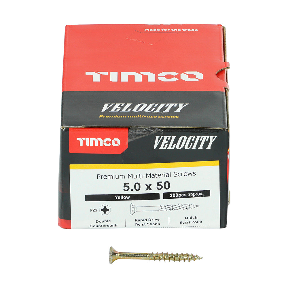 TIMCO Velocity Premium Multi-Use Countersunk Gold Woodscrews - 5.0 x 50 - Image