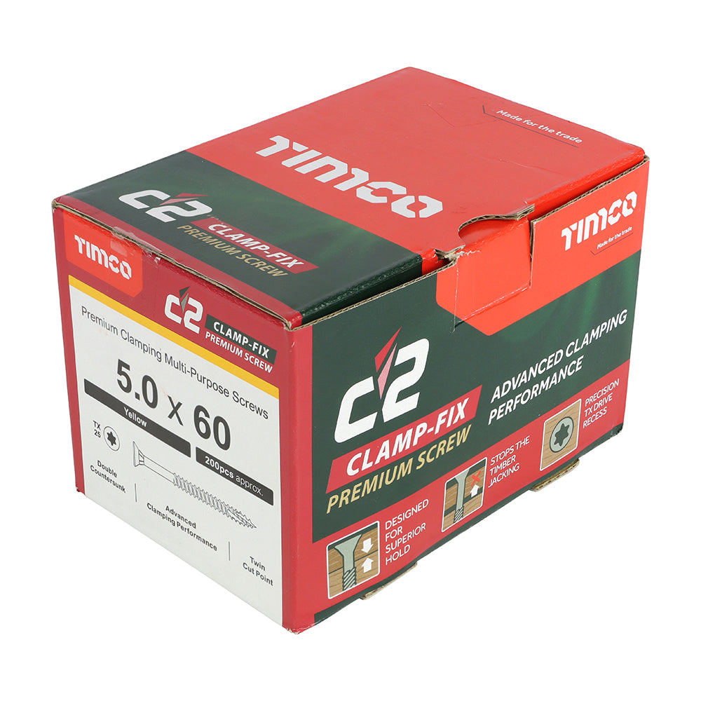 TIMCO C2 Clamp-Fix Multi-Purpose Premium Countersunk Gold Woodscrews - 5.0 x 60 - Image
