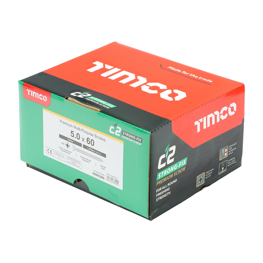 TIMCO C2 Strong-Fix Multi-Purpose Premium Countersunk Gold Woodscrews - 5.0 x 60