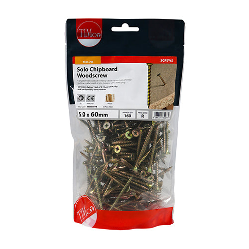TIMCO Solo Countersunk Gold Woodscrews - 5.0 x 60 - Image