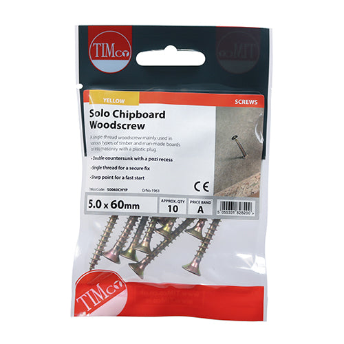 TIMCO Solo Countersunk Gold Woodscrews - 5.0 x 60 - Image