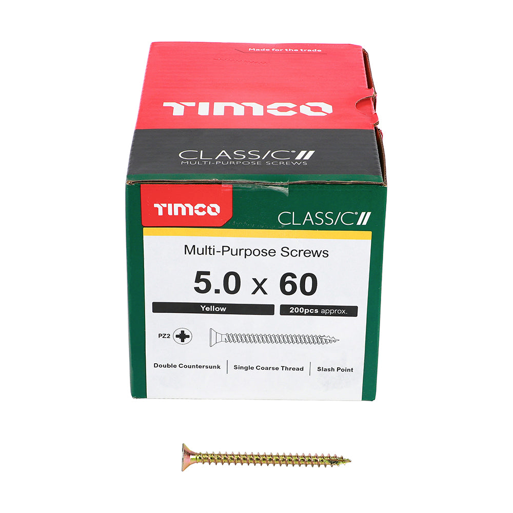 TIMCO Classic Multi-Purpose Countersunk Gold Woodscrews - 5.0 x 60 - Image
