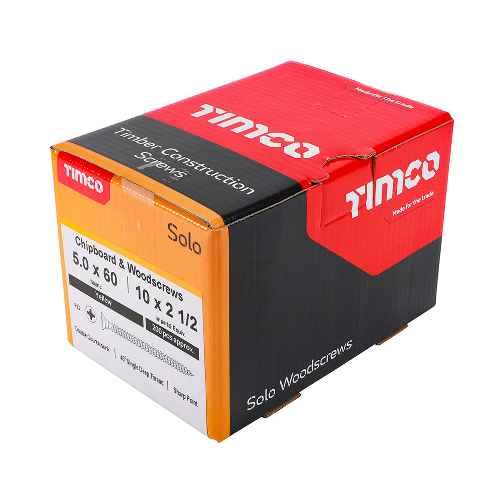 TIMCO Solo Countersunk Gold Woodscrews - 5.0 x 60 - Image