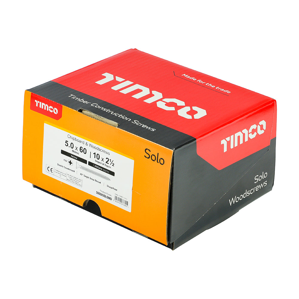 TIMCO Solo Countersunk Gold Woodscrews - 5.0 x 60 - Image