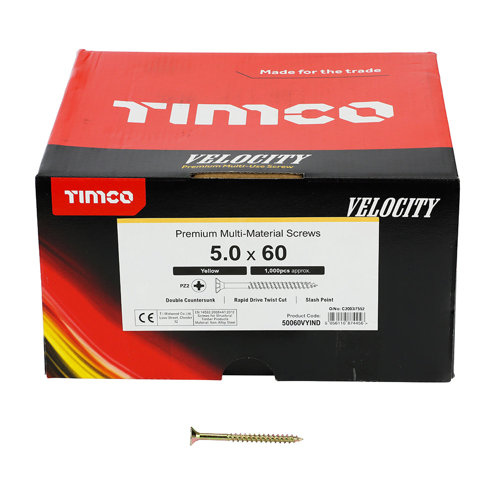 TIMCO Velocity Premium Multi-Use Countersunk Gold Woodscrews - 5.0 x 60