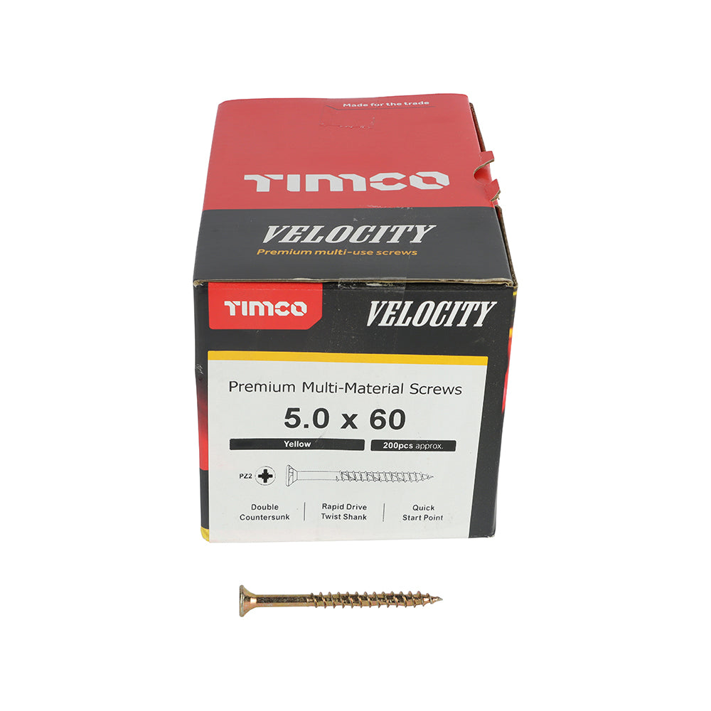 TIMCO Velocity Premium Multi-Use Countersunk Gold Woodscrews - 5.0 x 60 - Image