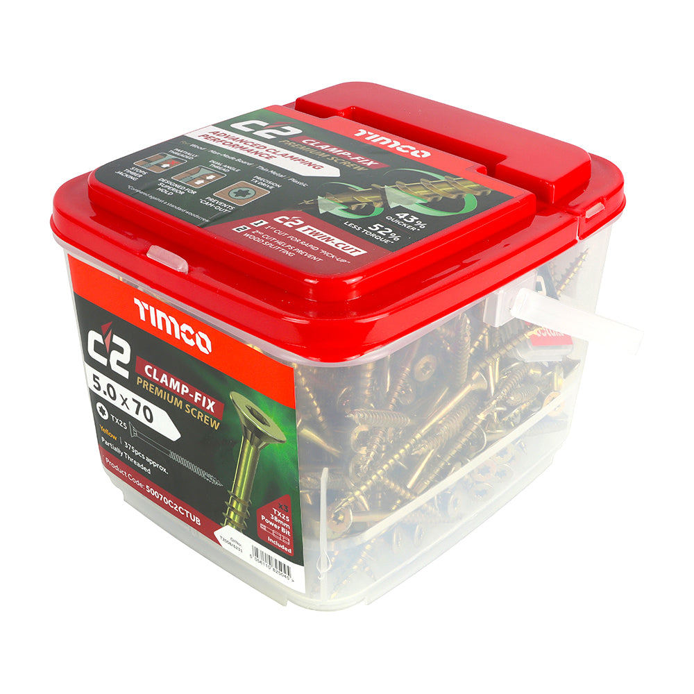 TIMCO C2 Clamp-Fix Multi-Purpose Premium Countersunk Gold Woodscrews - 5.0 x 70 - Image