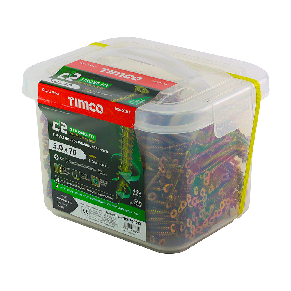 TIMCO C2 Strong-Fix Multi-Purpose Premium Countersunk Gold Woodscrews - 5.0 x 70 - Image