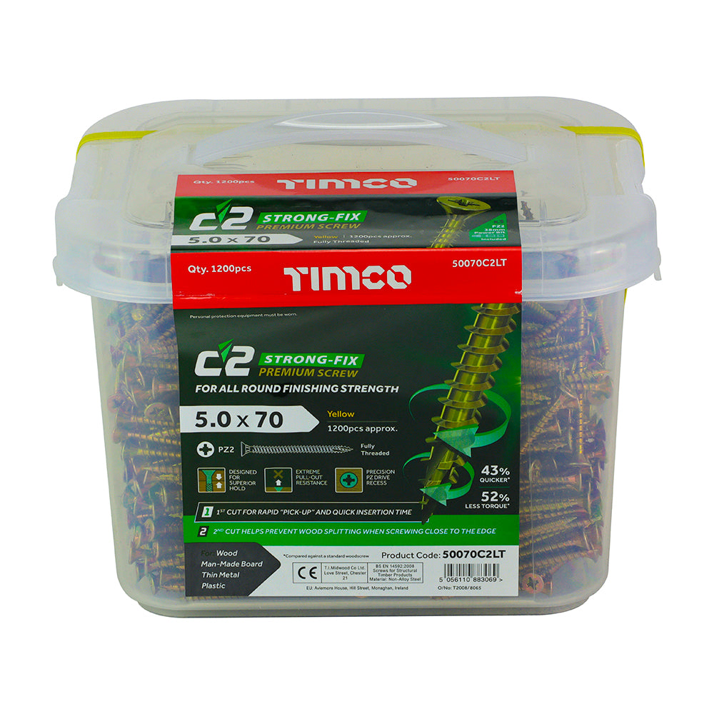 TIMCO C2 Strong-Fix Multi-Purpose Premium Countersunk Gold Woodscrews - 5.0 x 70 - Image