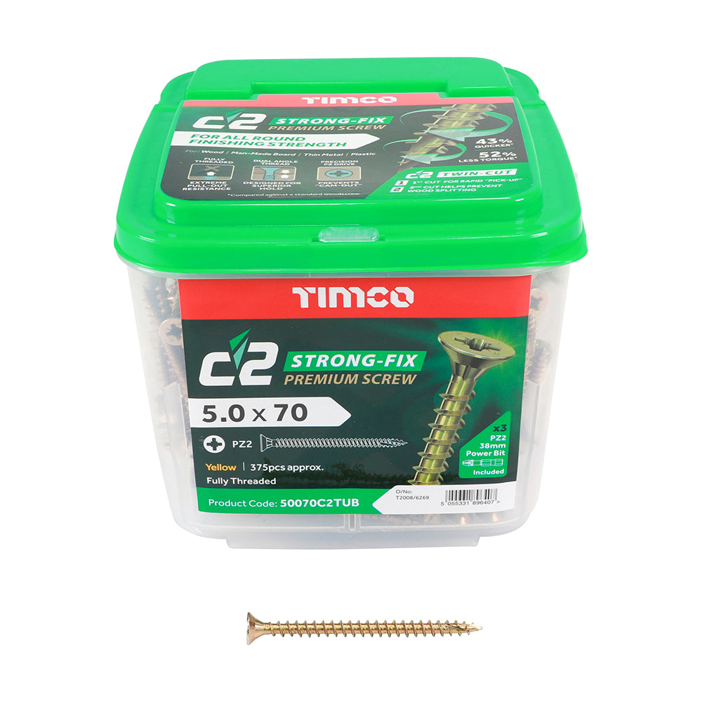 TIMCO C2 Strong-Fix Multi-Purpose Premium Countersunk Gold Woodscrews - 5.0 x 70 - Image
