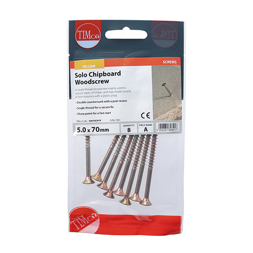 TIMCO Solo Countersunk Gold Woodscrews - 5.0 x 70 - Image