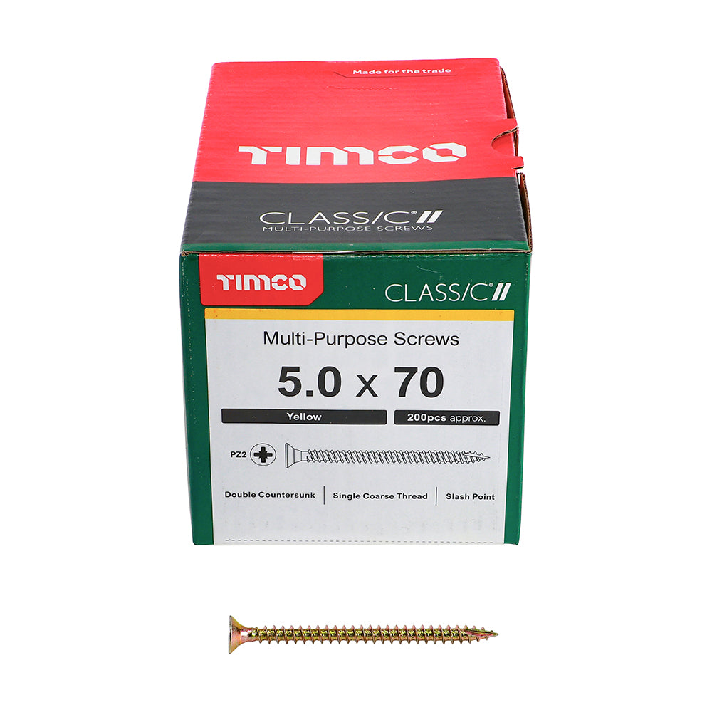 TIMCO Classic Multi-Purpose Countersunk Gold Woodscrews - 5.0 x 70 - Image