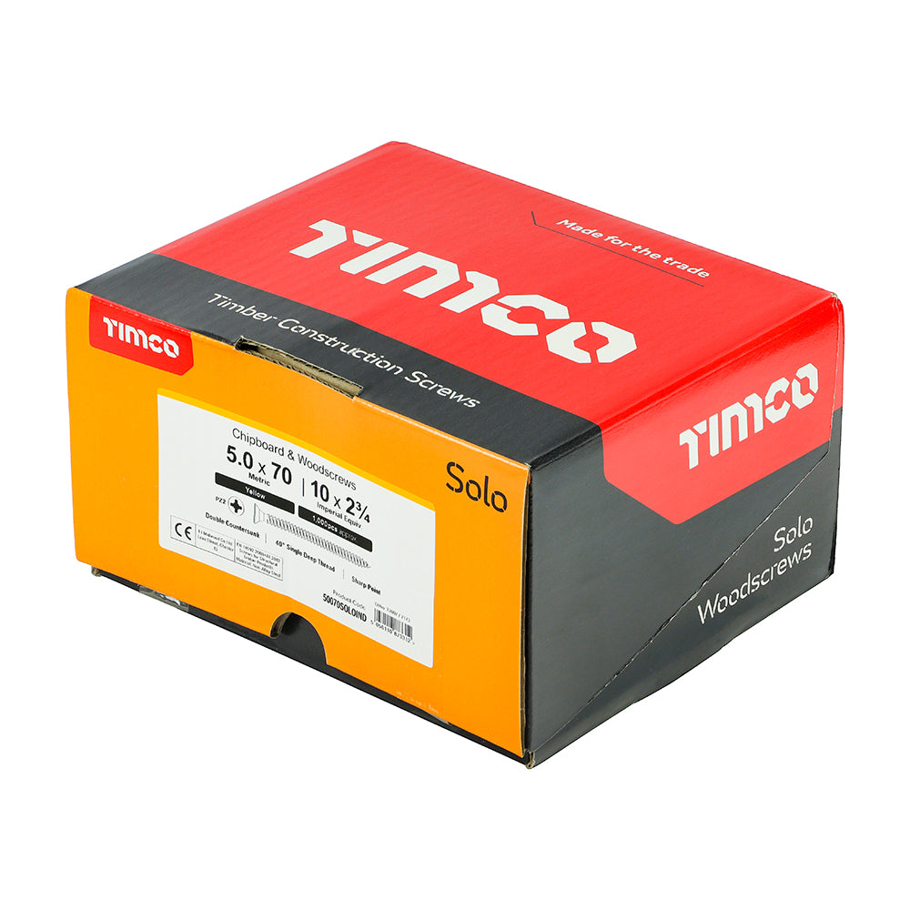 TIMCO Solo Countersunk Gold Woodscrews - 5.0 x 70 - Image