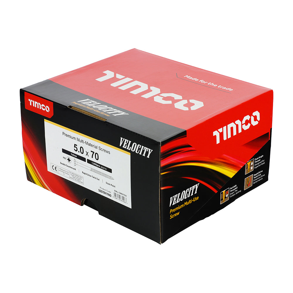 TIMCO Velocity Premium Multi-Use Countersunk Gold Woodscrews - 5.0 x 70 - Image