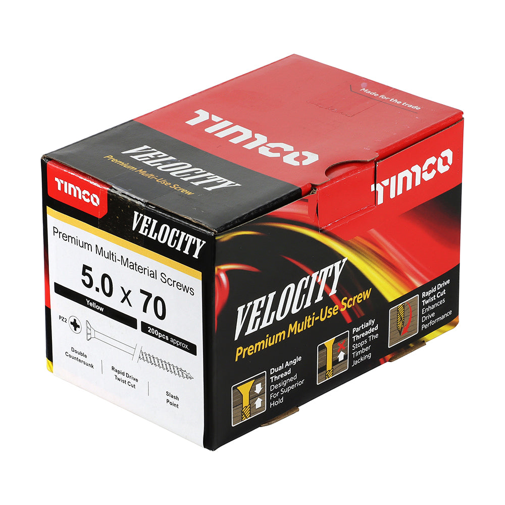 TIMCO Velocity Premium Multi-Use Countersunk Gold Woodscrews - 5.0 x 70 - Image