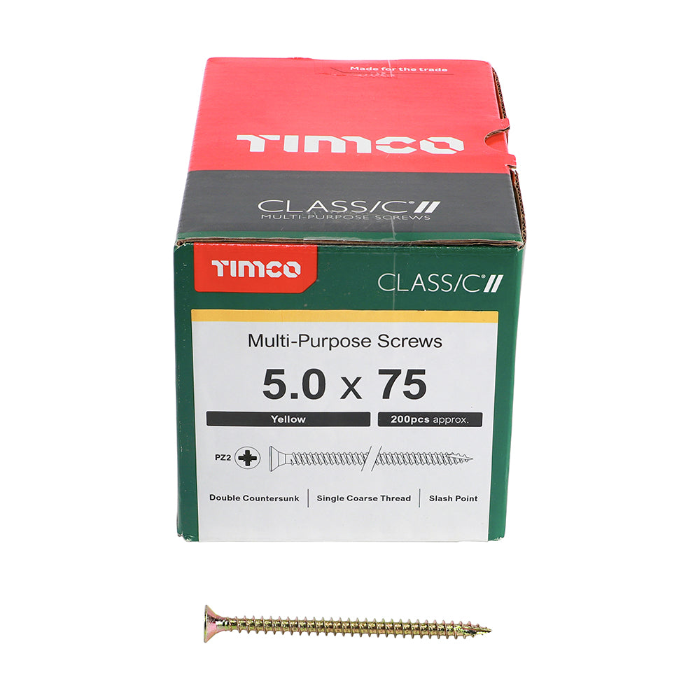 TIMCO Classic Multi-Purpose Countersunk Gold Woodscrews - 5.0 x 75 - Image