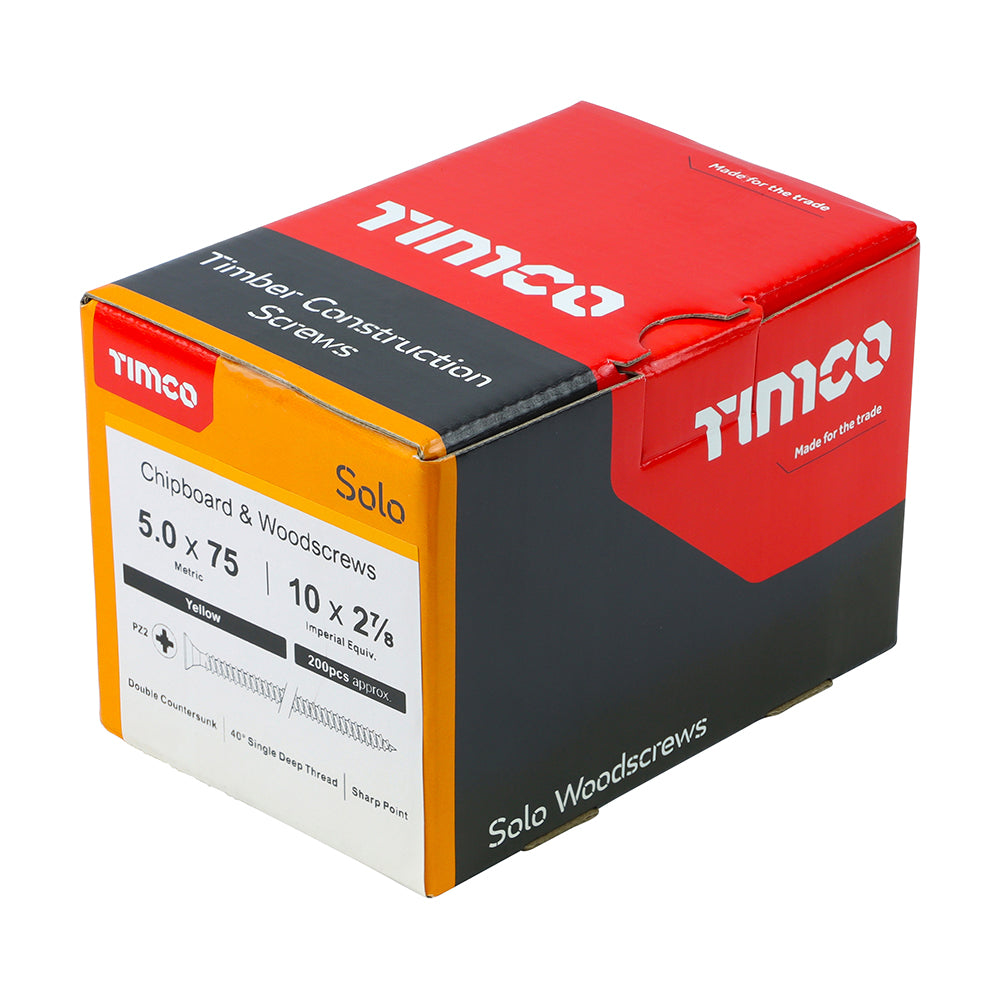 TIMCO Solo Countersunk Gold Woodscrews - 5.0 x 75 - Image