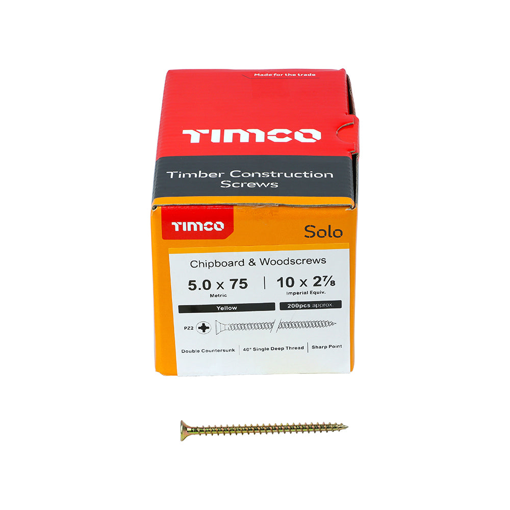 TIMCO Solo Countersunk Gold Woodscrews - 5.0 x 75 - Image