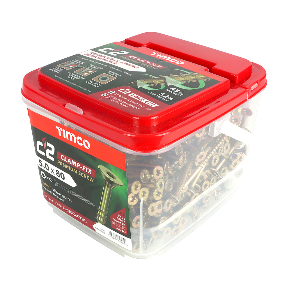 TIMCO C2 Clamp-Fix Multi-Purpose Premium Countersunk Gold Woodscrews - 5.0 x 80 - Image