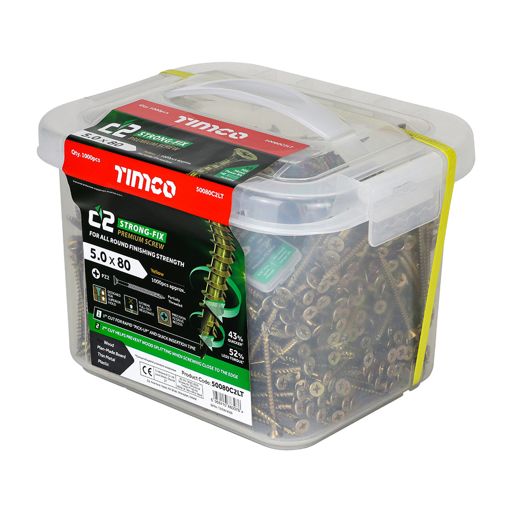 TIMCO C2 Strong-Fix Multi-Purpose Premium Countersunk Gold Woodscrews - 5.0 x 80 - Image